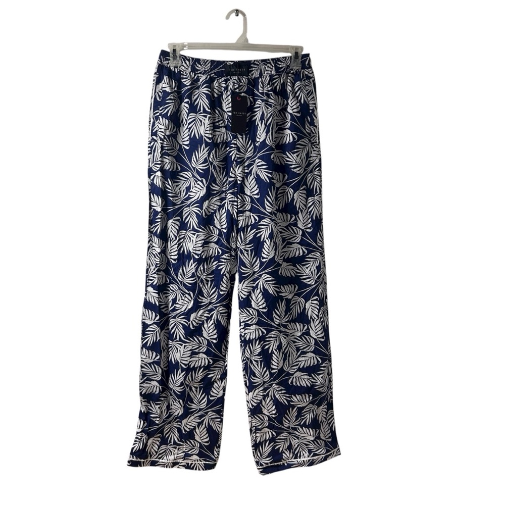 NWT Ted Baker Navy Botanical Woven Sleep Woven Pants Lounge Men's Size L Pockets